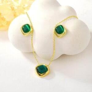 Set Aretes y Collar Veramorest- Verde gold