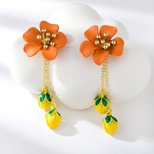 Aretes Florales Colgantes con Detalle Frutal | Veramorest