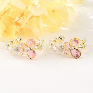 Aretes Mariposa Dorados con Zirconia Rosa  | Veramorest