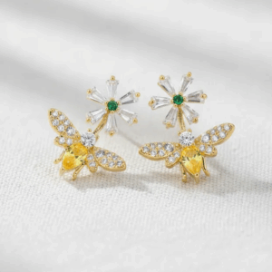 Aretes Abeja y Flor en Circonia  | Veramorest