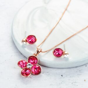 Set Aretes y Collar Flor de Cristal -Veramorest