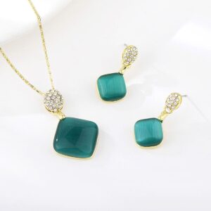 Set Aretes y Collar Reina Veramorest - Verde Gold