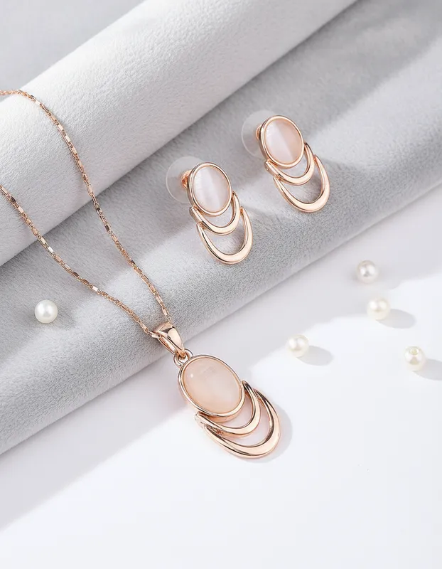 Set de Collar y Aretes Rosa Nude Veramorest - Imagen 3