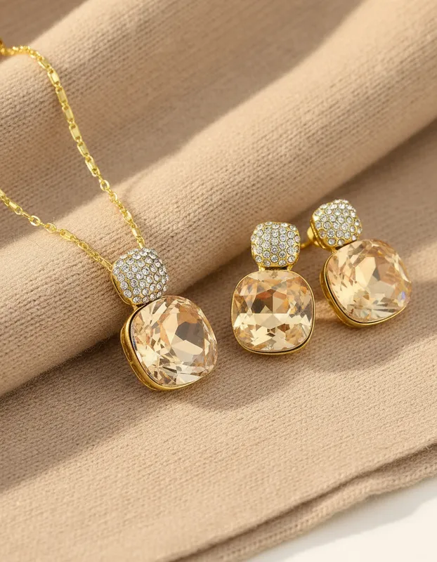 Set de Joyeria Cristal Aretes y Collar – Veramorest - Imagen 5