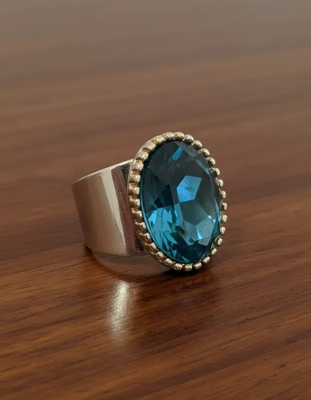 Anillo Vintage con Piedra Azul Ovalada | Veramorest - Imagen 4