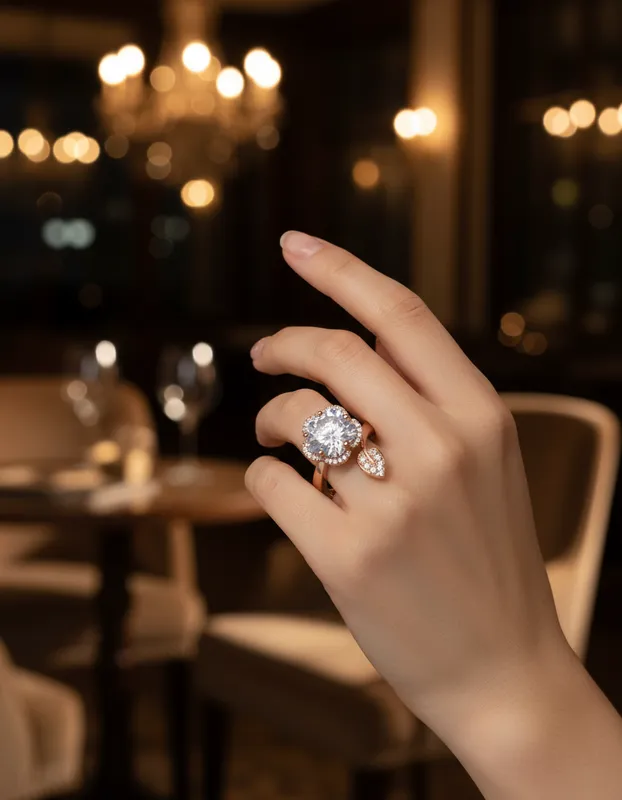 Anillo con Flor y Hoja de Circonia | Veramorest - Imagen 2