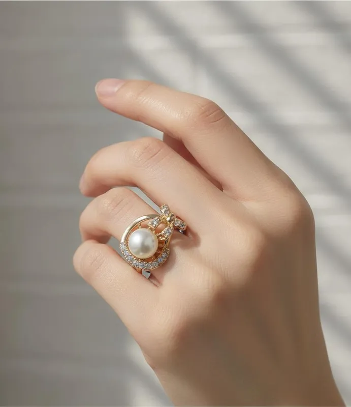 Anillo con forma de flor y cristales en colores rojo, verde y amarillo – diseño vibrante y elegante de Veramorest.