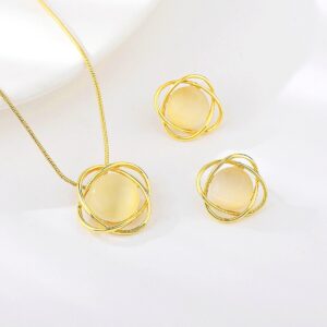 Set Collar Y Aretes Ópalo Dorados